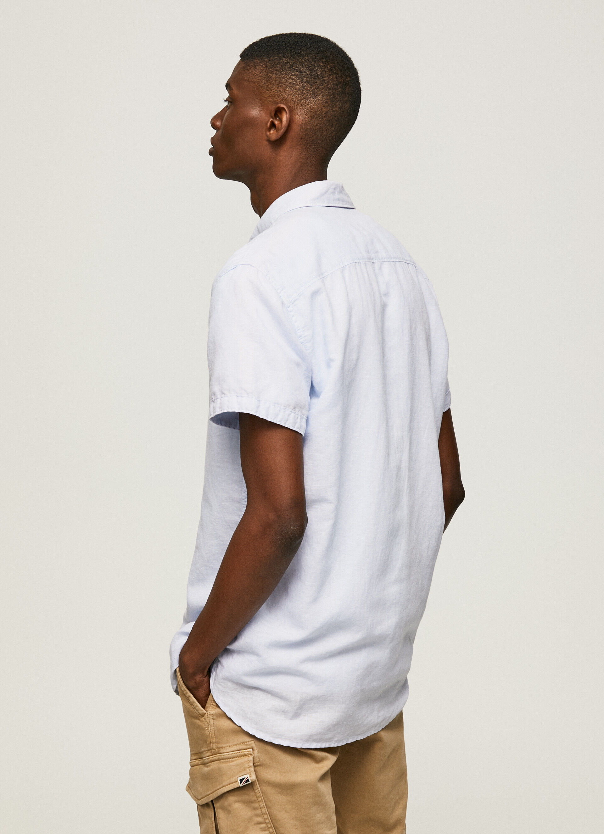 Camisa de linho de manga curta Parker - azul claro