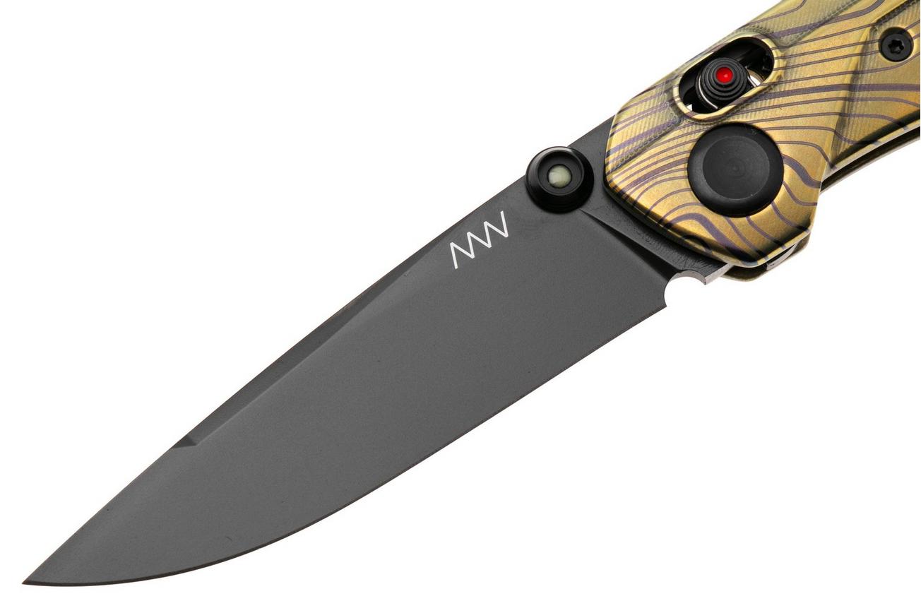 ANV A100 BB, A100-035 Black DLC Elmax, Custom Anodized Titanium, zakmes