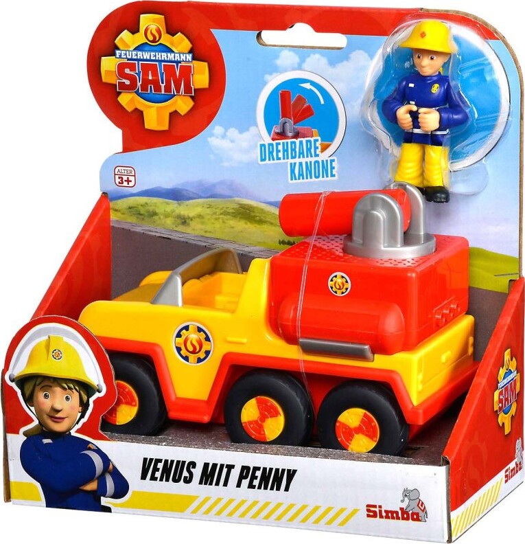 Brandmand Sam - Venus Brandbil Med Penny Figur - 16 CM