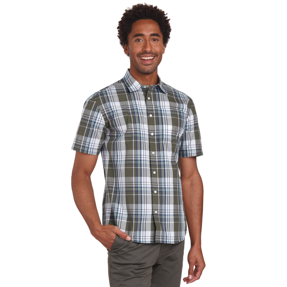 Herren Hemd mit Karo-Muster oliv