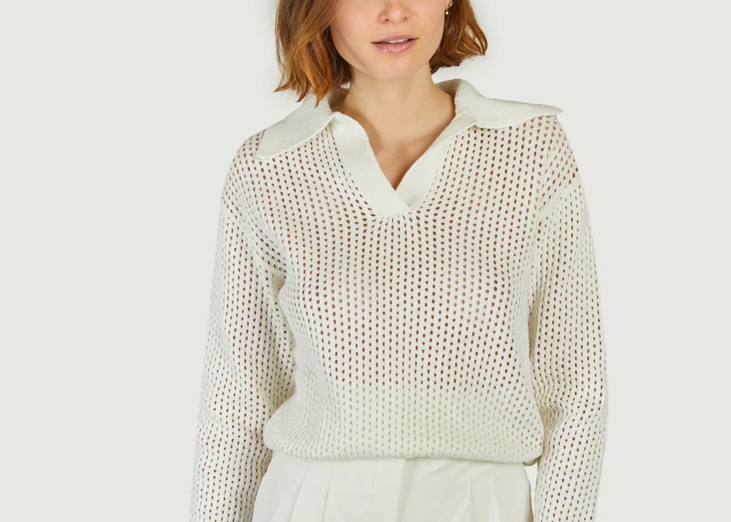 Pull en coton ajouré col polo Pabloni Suncoo