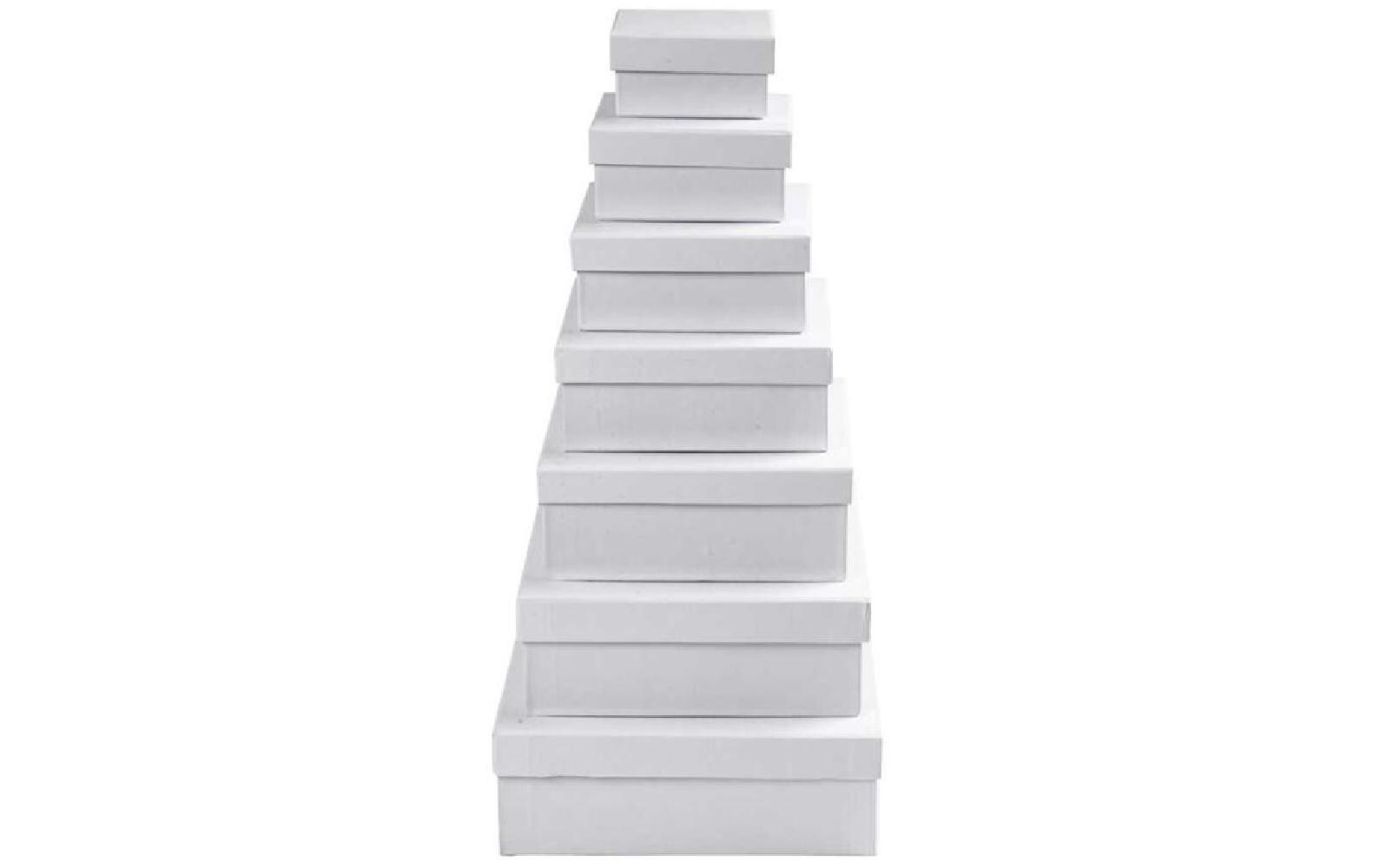 Papp-Schachtel Weiss, 7 StückSchachteln-Set in 7 Grössen