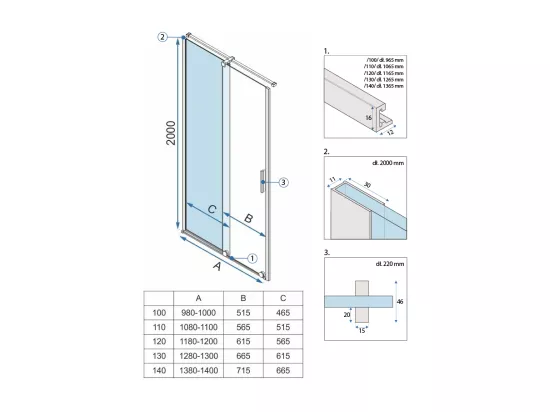 Porte De Douche Rea Montana 130 Brush Gold + Profilé