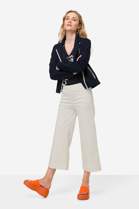 Culotte, wadenlang, weites Bein, Elastikbund
