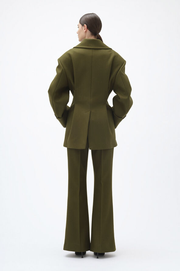 REMAIN Peacoat With Pleats Dark olive