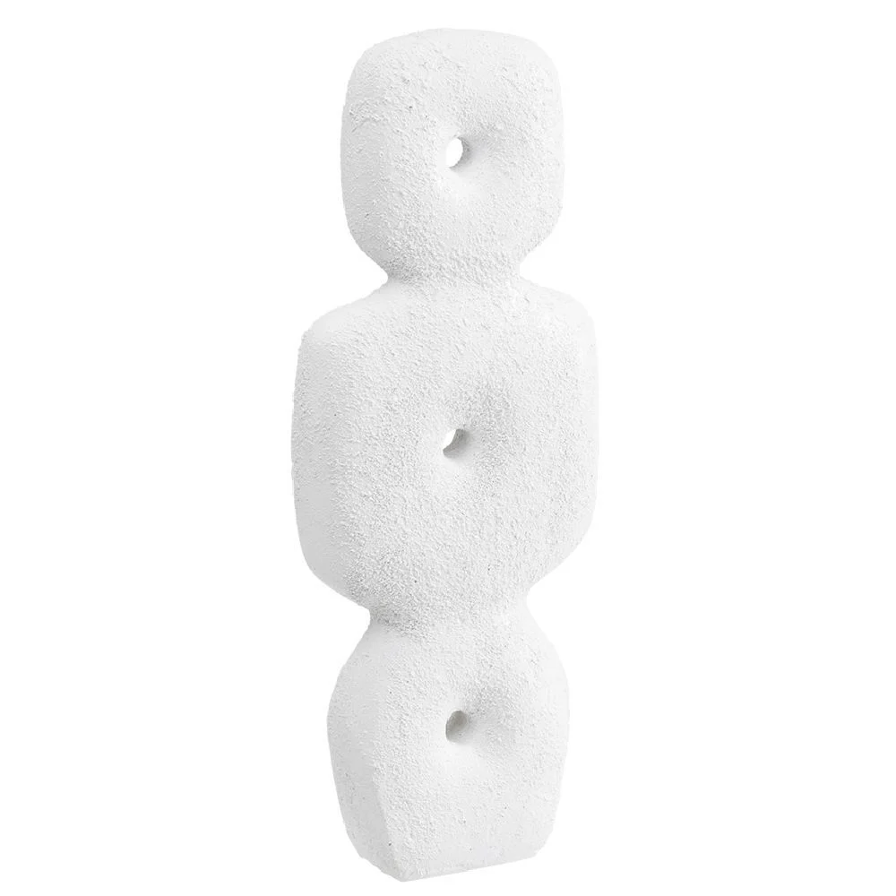 Totem résine granulée H33cm blanc