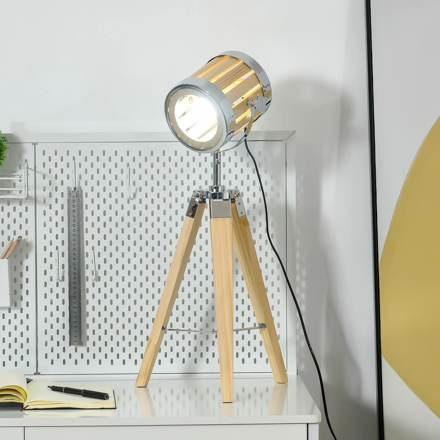 HOMCOM Tischlampe mit E14 Sockel natur