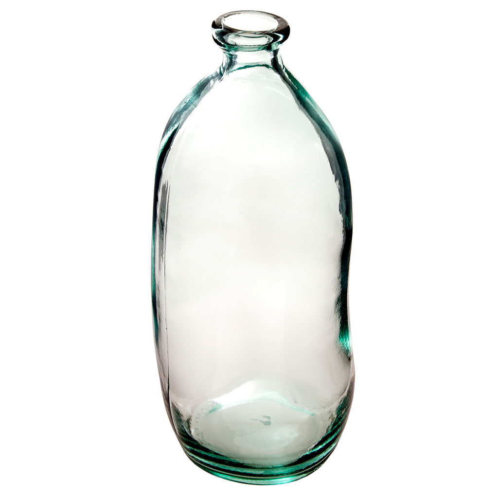 Vase décoratif bouteille verre recyclé transparent D 34x73cm
