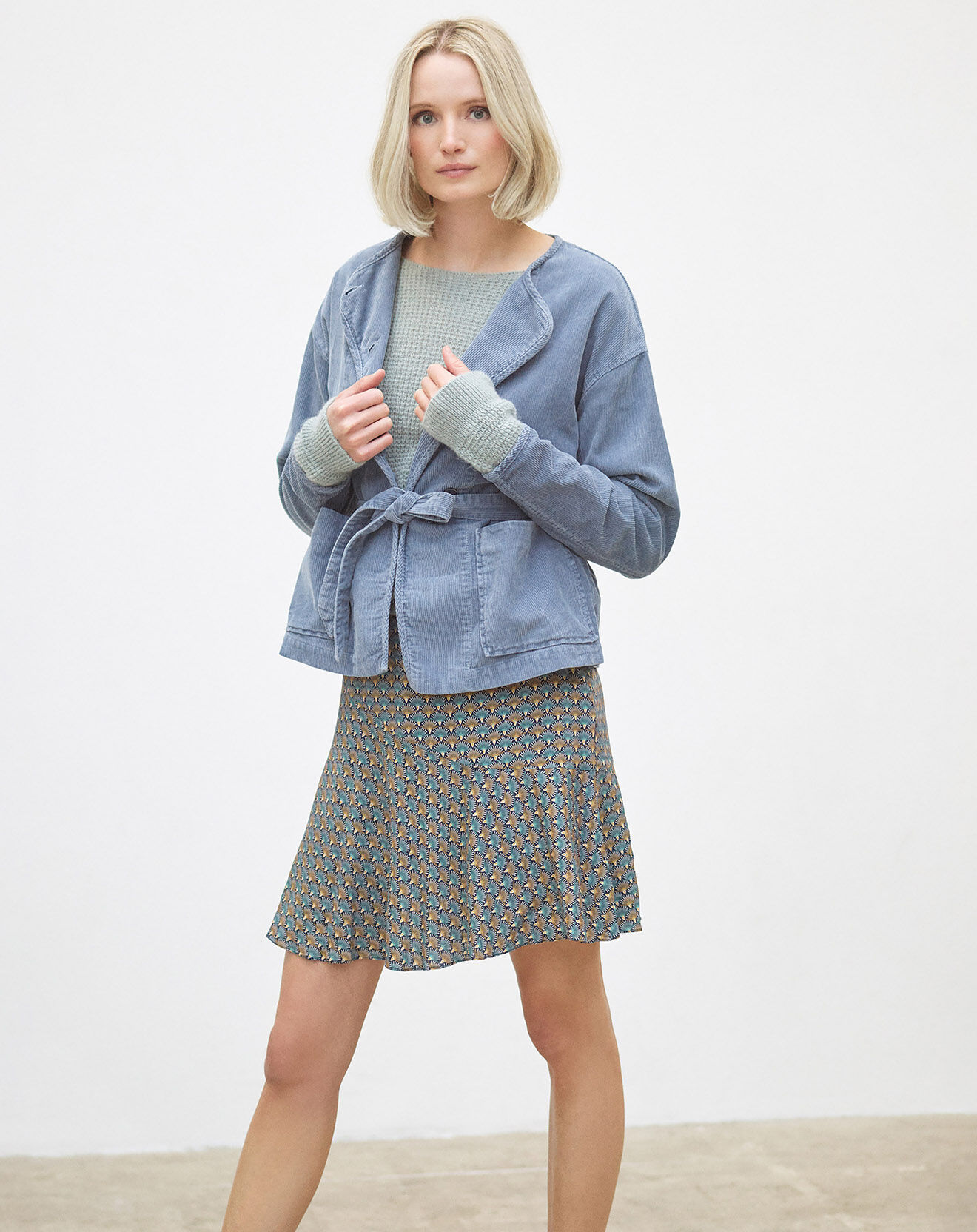 Caroll Veste en Velours côtelé Lola bleu violet