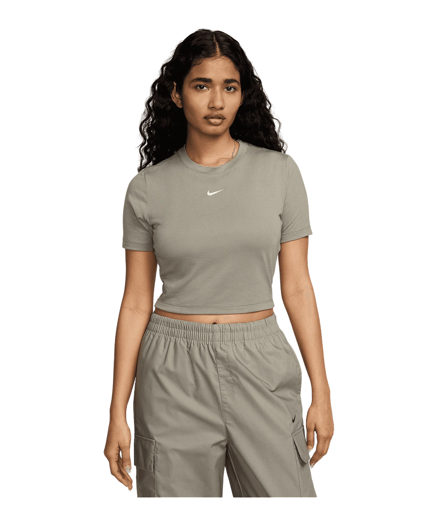 Nike Essential SLM Crop T-Shirt Damen Beige F320