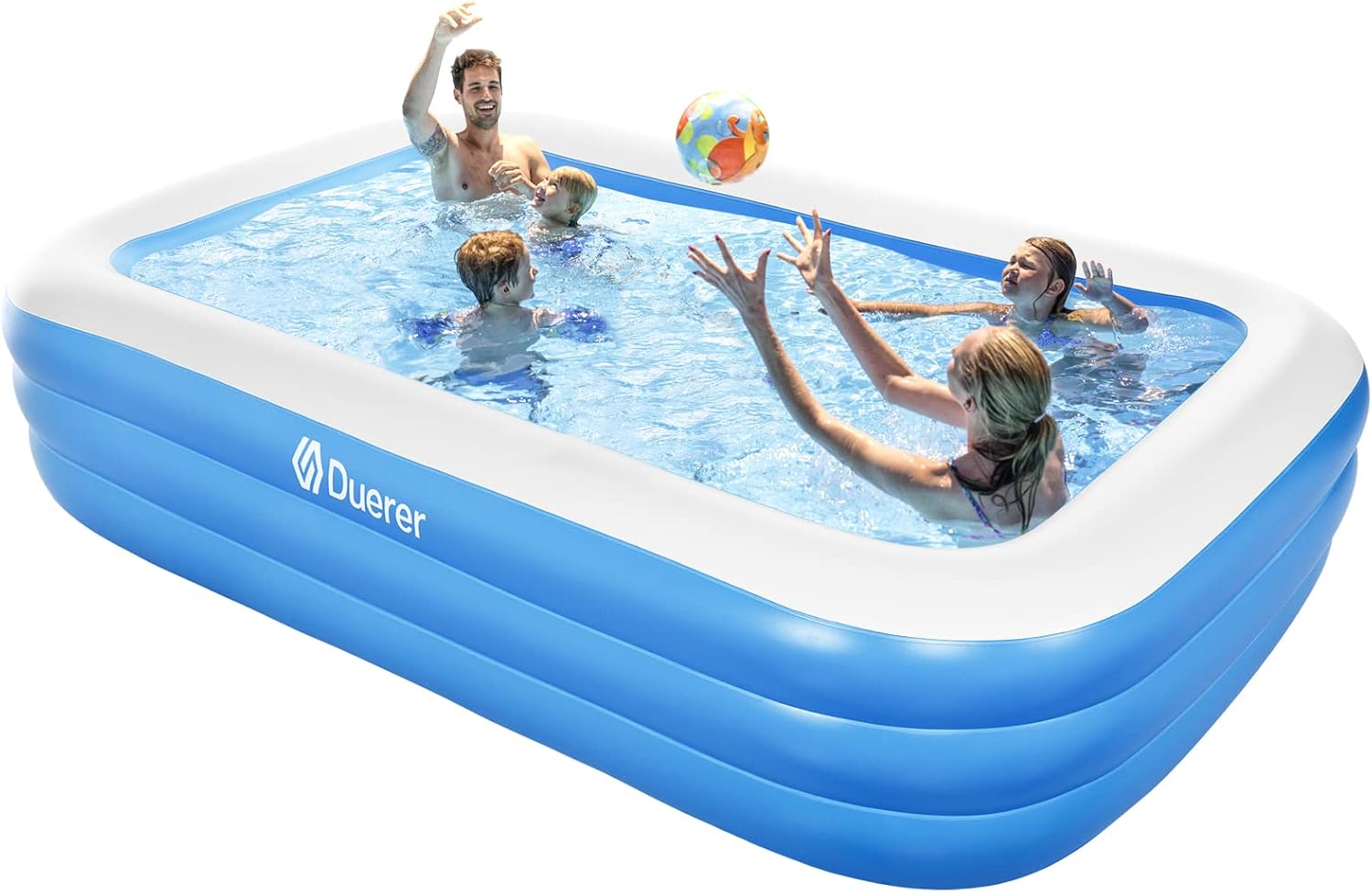 Duerer Aufblasbarer Pool Rechteckig, 241cm x 142cm x 56cm, Planschbecken groß für Kinder und Erwachsene Sommer Party, Aufblasbare Schwimmbecken, Familien Swimming Pool für Garten, Outdoor, Easy Set