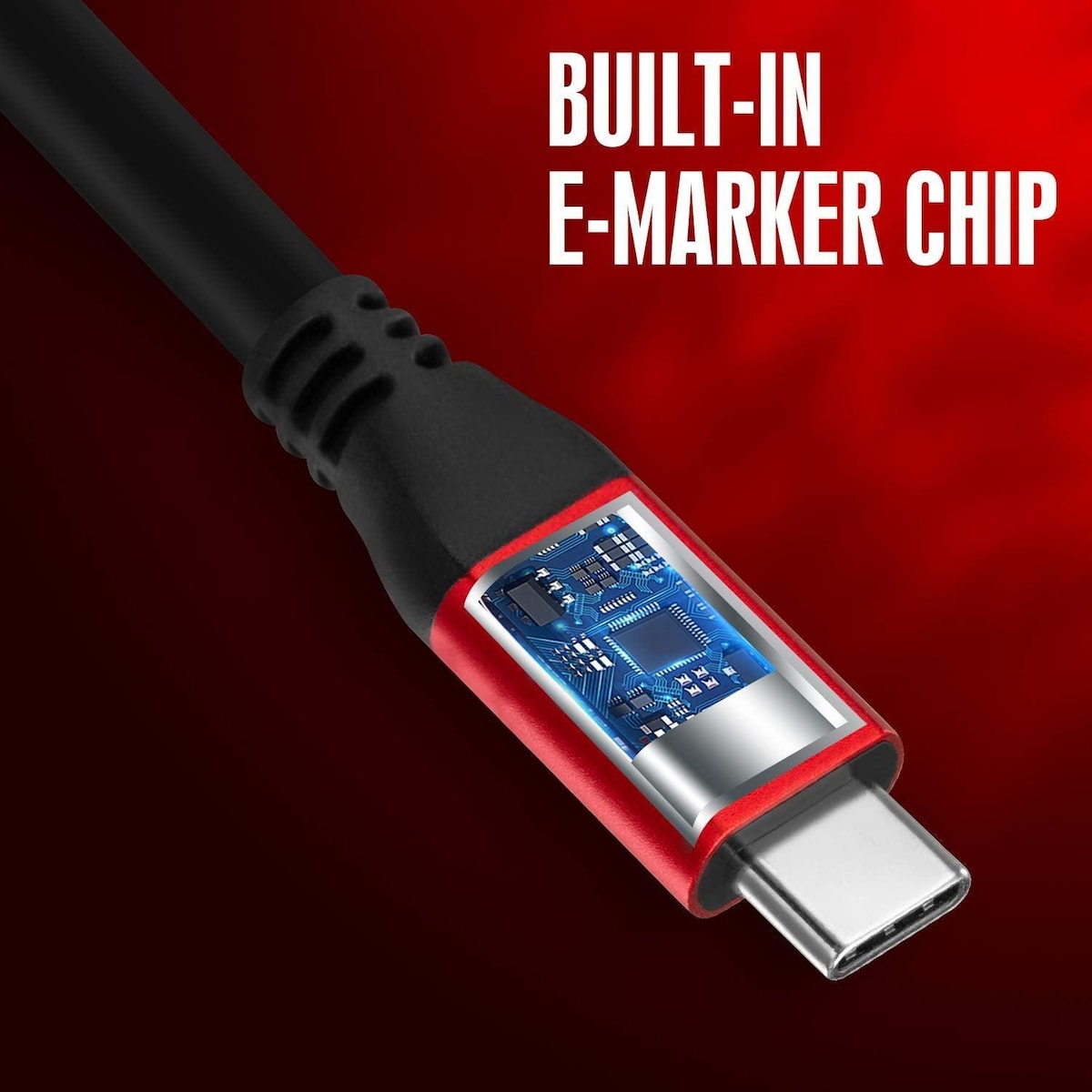 NÖRDIC 25 cm USB3.2 Gen2 SuperSpeed ​​​​USB 10 Gbps USB-C til C nylonflettet kabel med strømforsyning 100W, 4K60Hz video og Emarker
