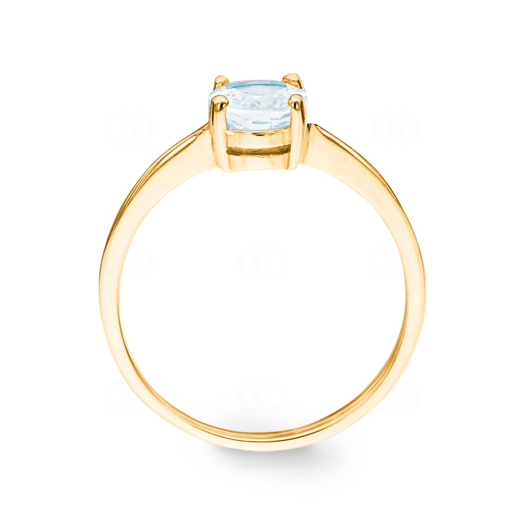 Damenring 750/18 K Gelbgold mit Aquamarin oval