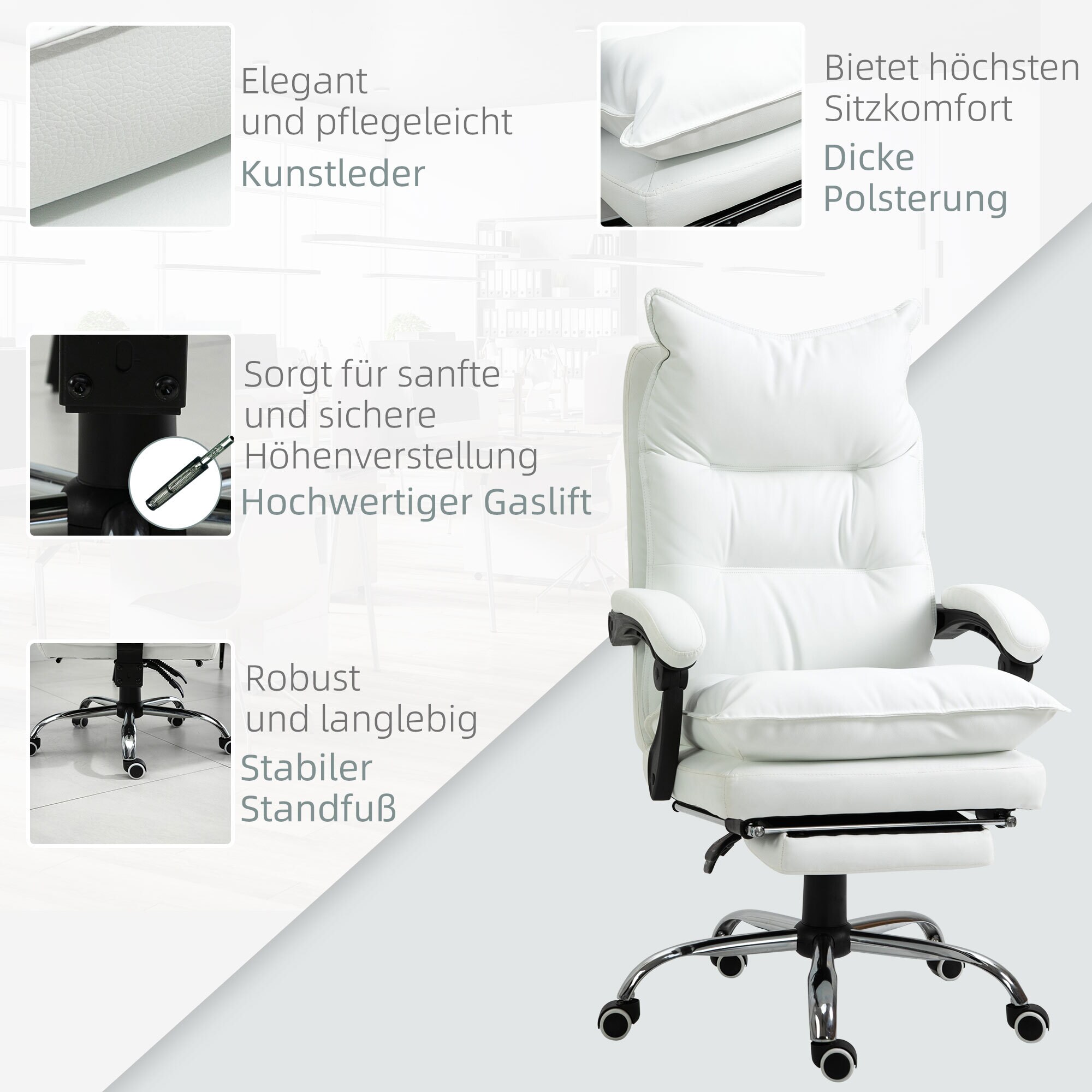 Vinsetto Bürostuhl höhenverstellbar 70 x 68 x 122-130 cm (BxTxH)
