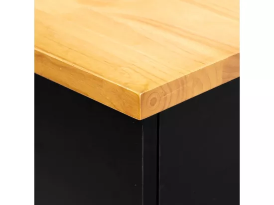 Ilot de cuisine, Meuble de cuisine en bois coloris noir, naturel - Longueur 108 x Profondeur 89 x Hauteur 60 cm