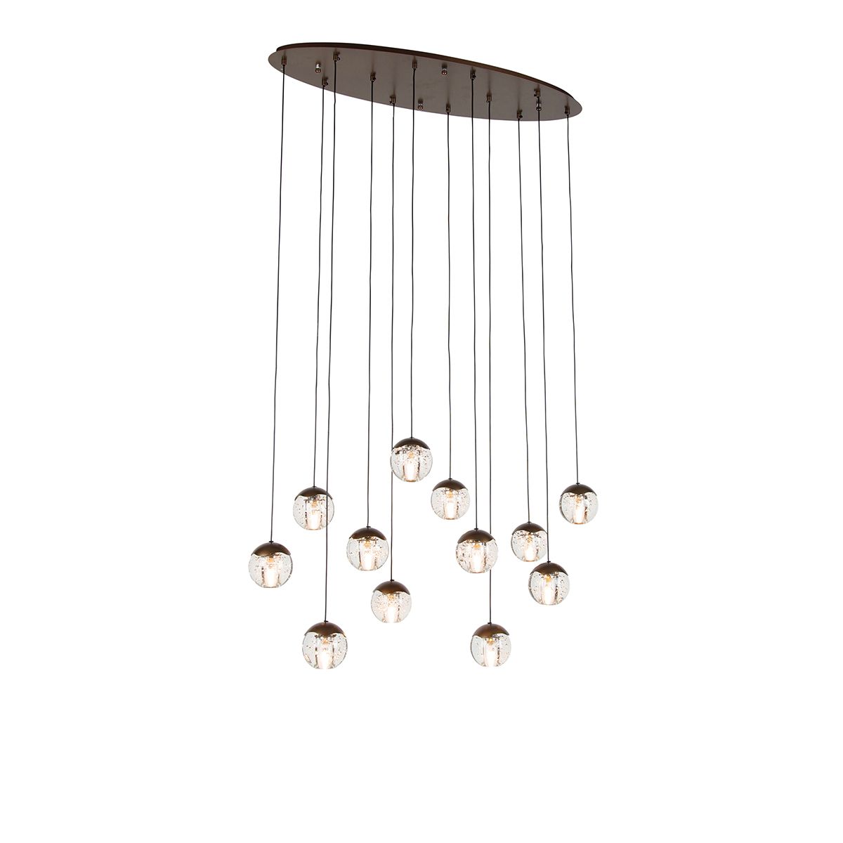 Design hanglamp donker brons met helder glas 12-lichts - Inge