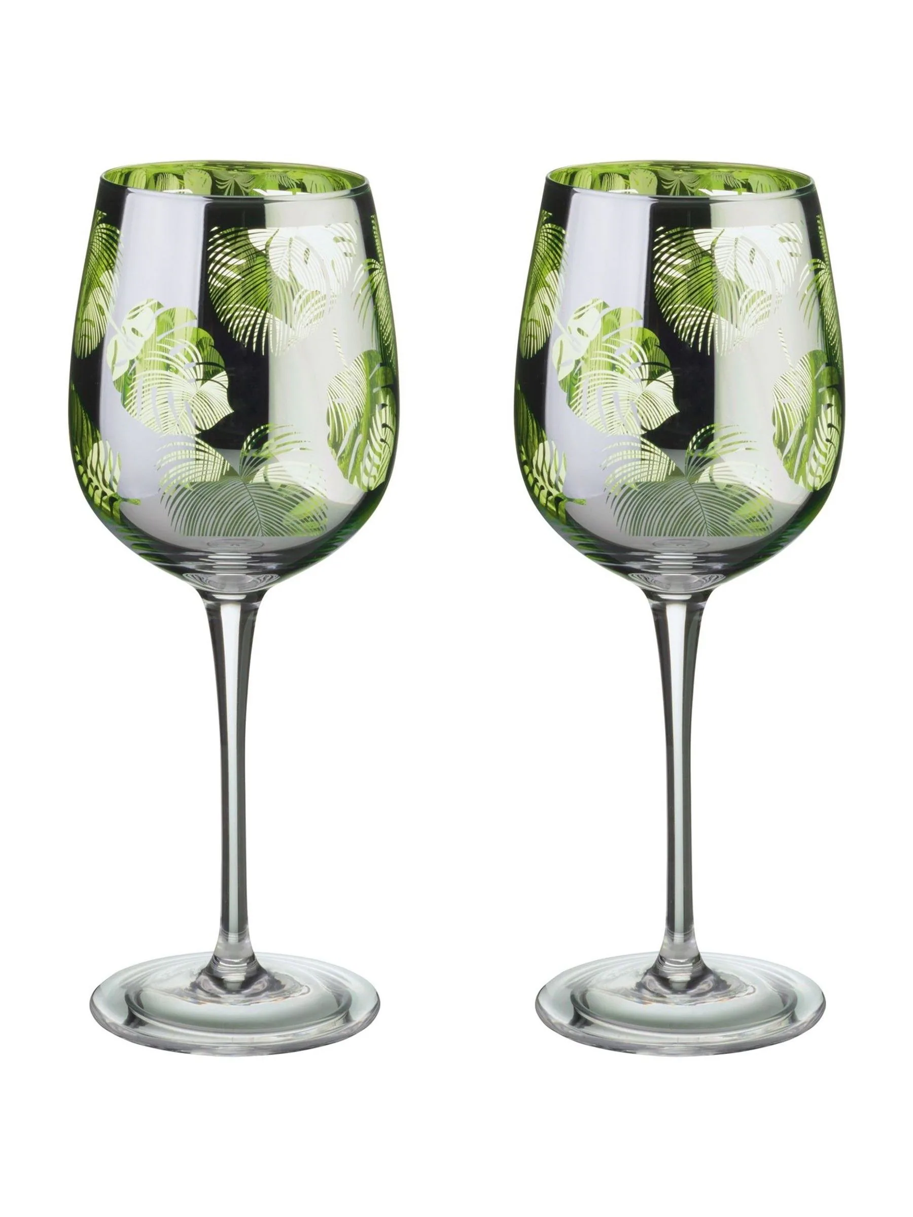 Artland Set of 2 Tropical Leaves Wine Glasses