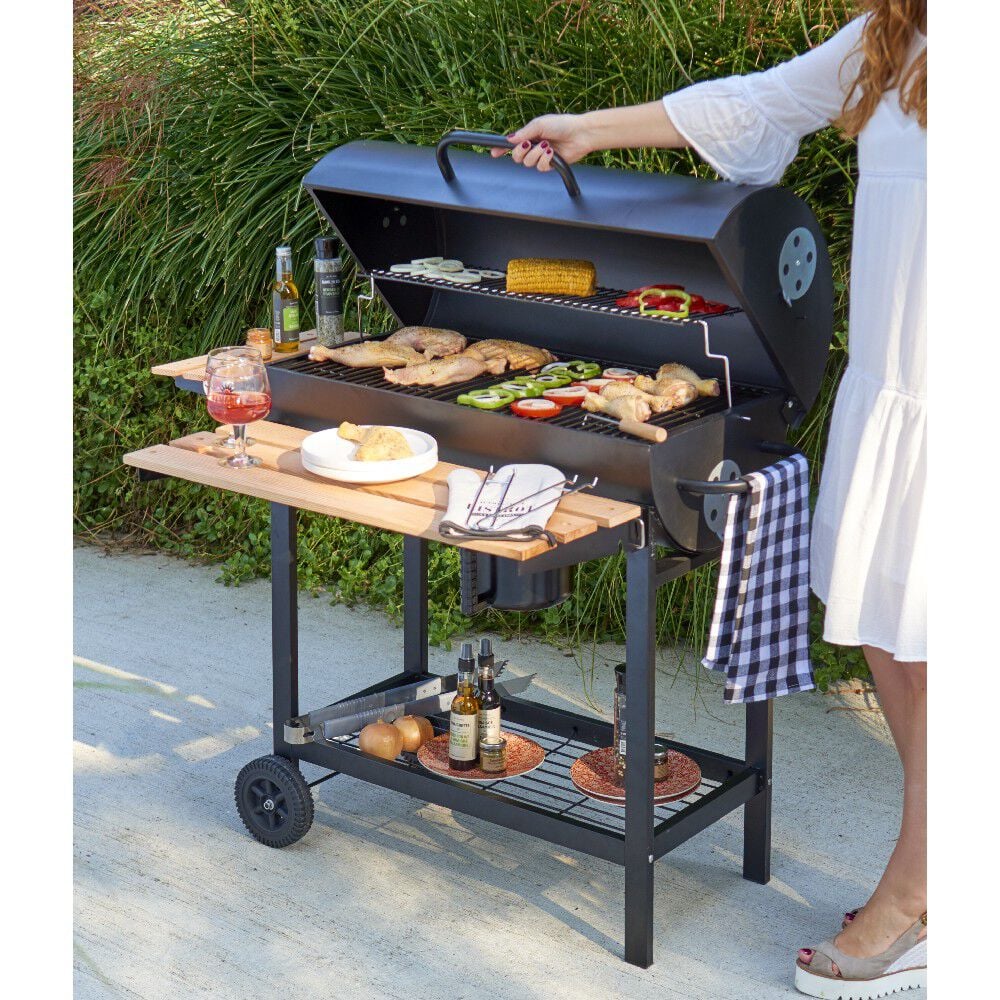 Barbecue à charbon cuve acier sur chariot Cruz