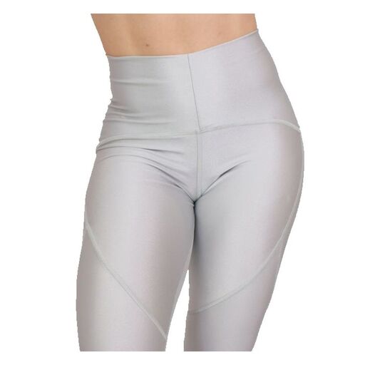Calça Capri Esportiva Feminina, Prata Brilhante