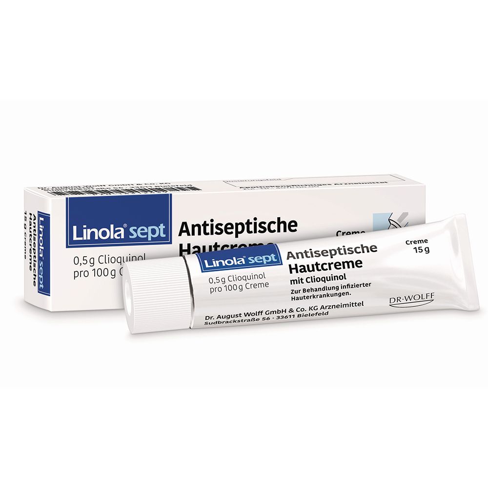 Linola® sept Antiseptische Hautcreme mit Clioquinol – Wundcreme bei abgeschürfter, entzündeter oder eitriger Haut