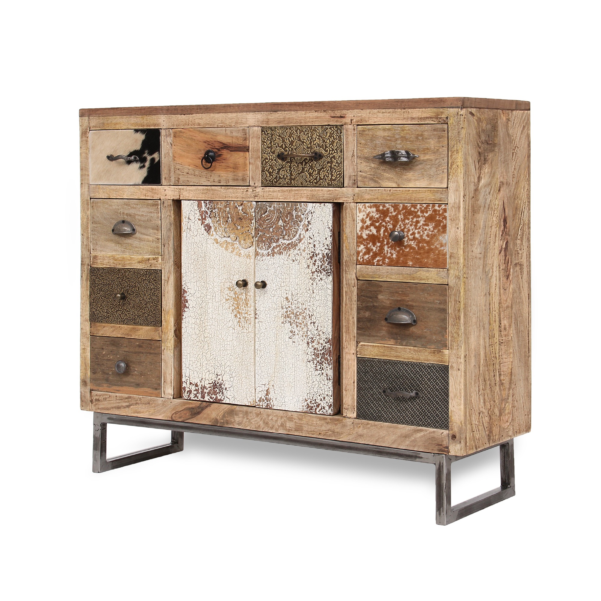 Sideboard 'Beaucoup', braun, schwarz, weiß, B 108 cm, H 91 cm, T 31 cm von fischer's lagerhaus