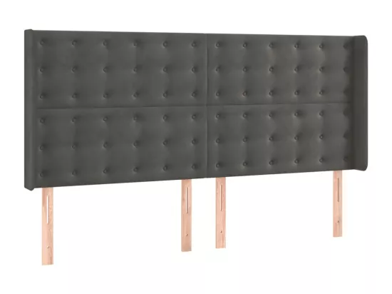 Sommier tapissier matelas et LED Gris foncé 180x200 cm Velours
