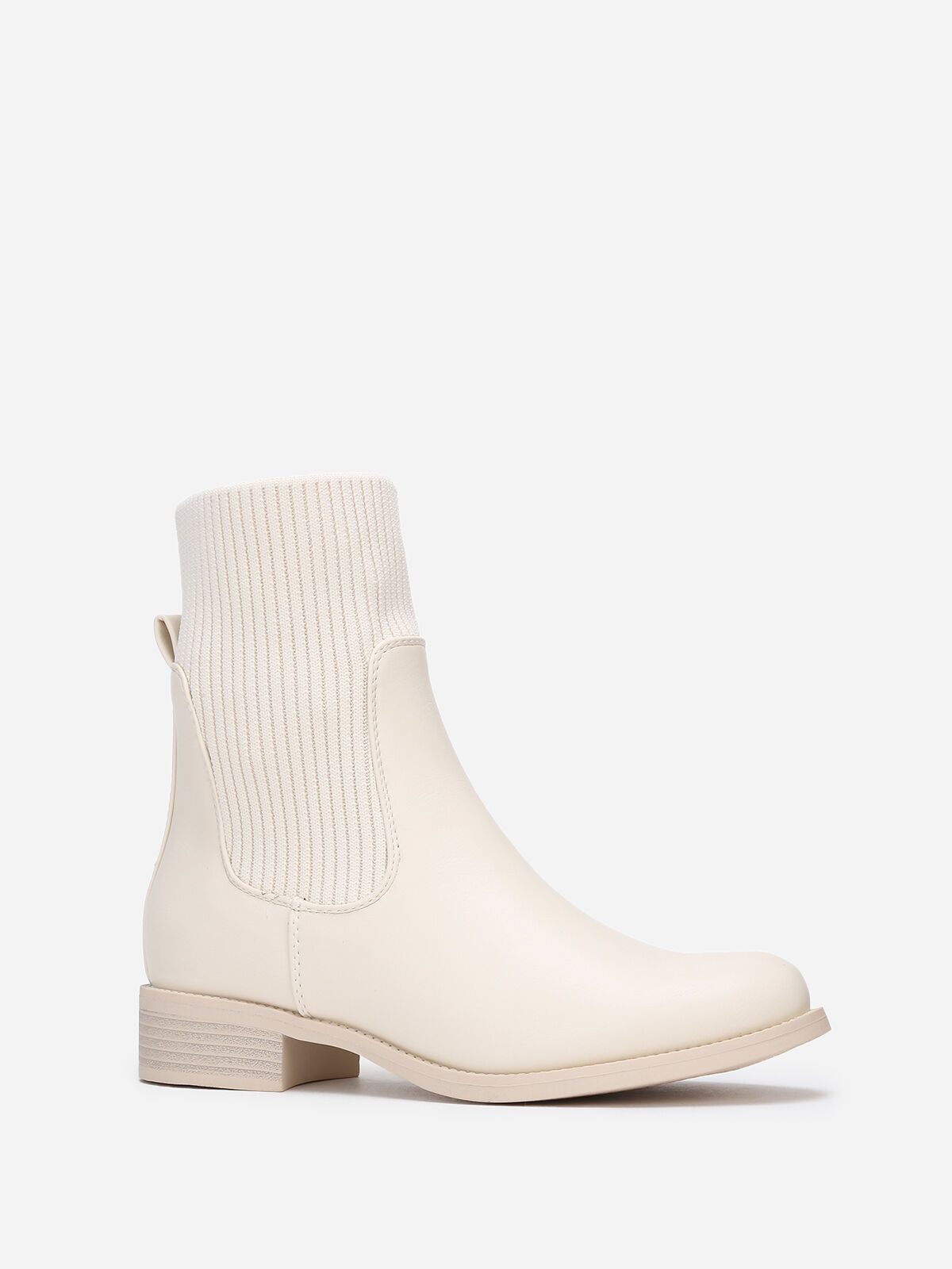 Bottines chelsea style chaussettes- Beige