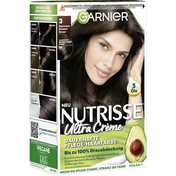 Ultra Crème Coloration Dauerhafte Pflege-Haarfarbe 3 Espresso Dunkelbraun