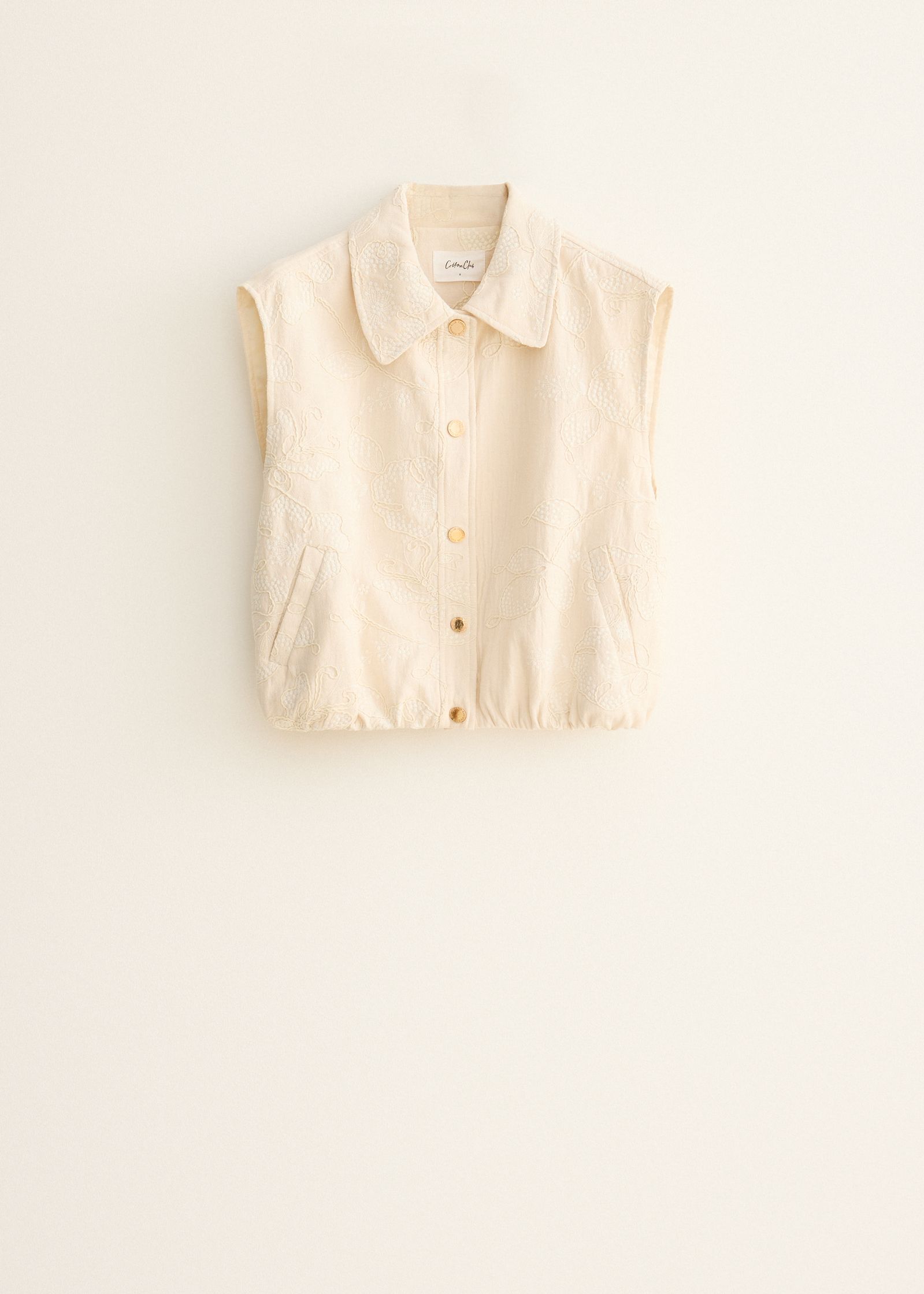 Geborduurd bomber gilet
