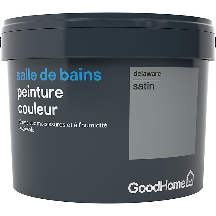 Peinture salle de bains GoodHome gris Delaware satin 2,5L