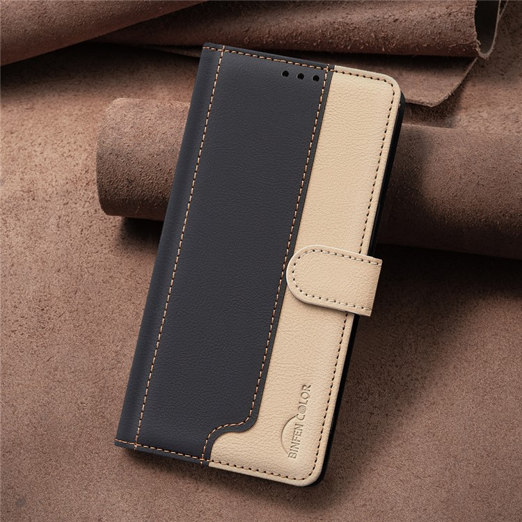 Samsung Galaxy S25 Leder Tasche Flip Cover (RFID Schutz) - Schwarz / Beige