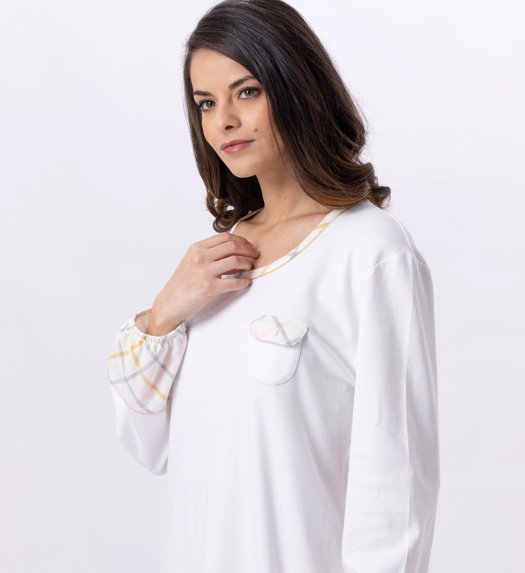 Chemise de nuit longue en coton | Multicolore