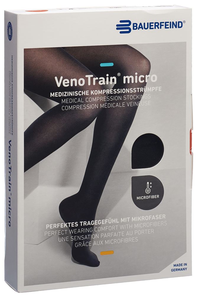 Bauerfeind VenoTrain Micro KKL2 AT S plus/long offene Fussspitze schwarz 1 Stk