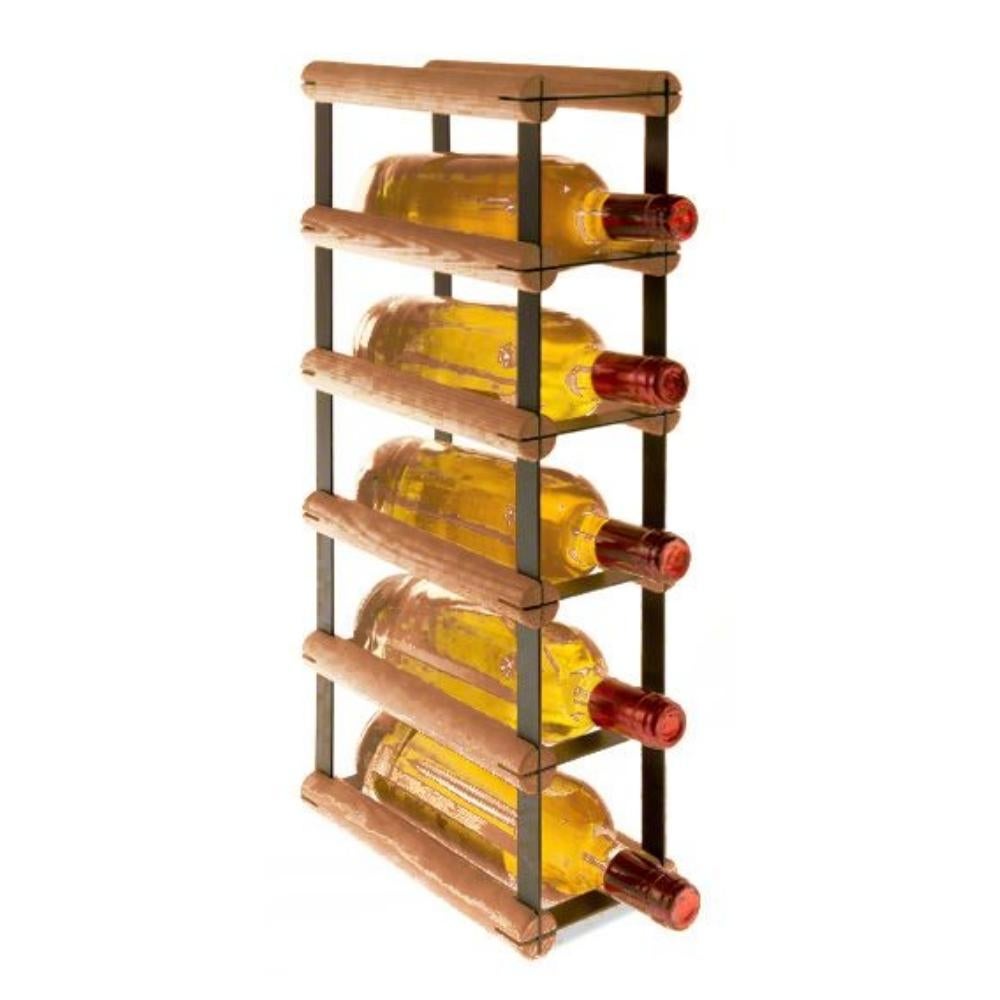 PROREGAL Modulair Wijnrek Vinotega Mod Metaal HxBxD 52,5 x 12,5 x 24,5 cm 1 x 5 Flessen Massief grenenhout Bruin Geolied