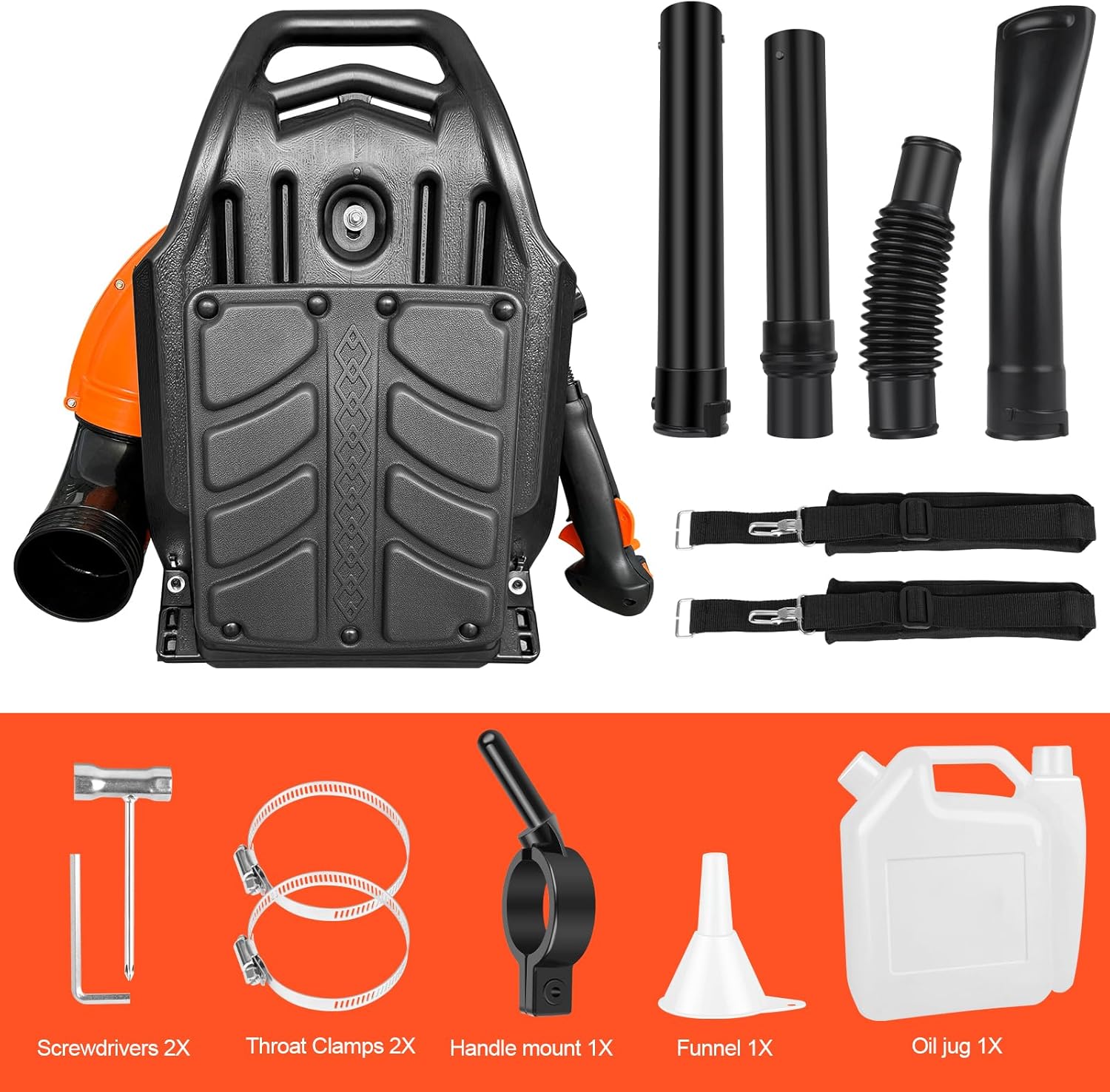 63cc Benzin Laubbläser rückentragbar, ASUNCELL Kabelloser Gartenbläser Rucksack-Motorbläser, 2-Takt Blasgerät, 665CMF mit gepolsterten Tragegurten Blattgebläse für Terrassen, Gärten