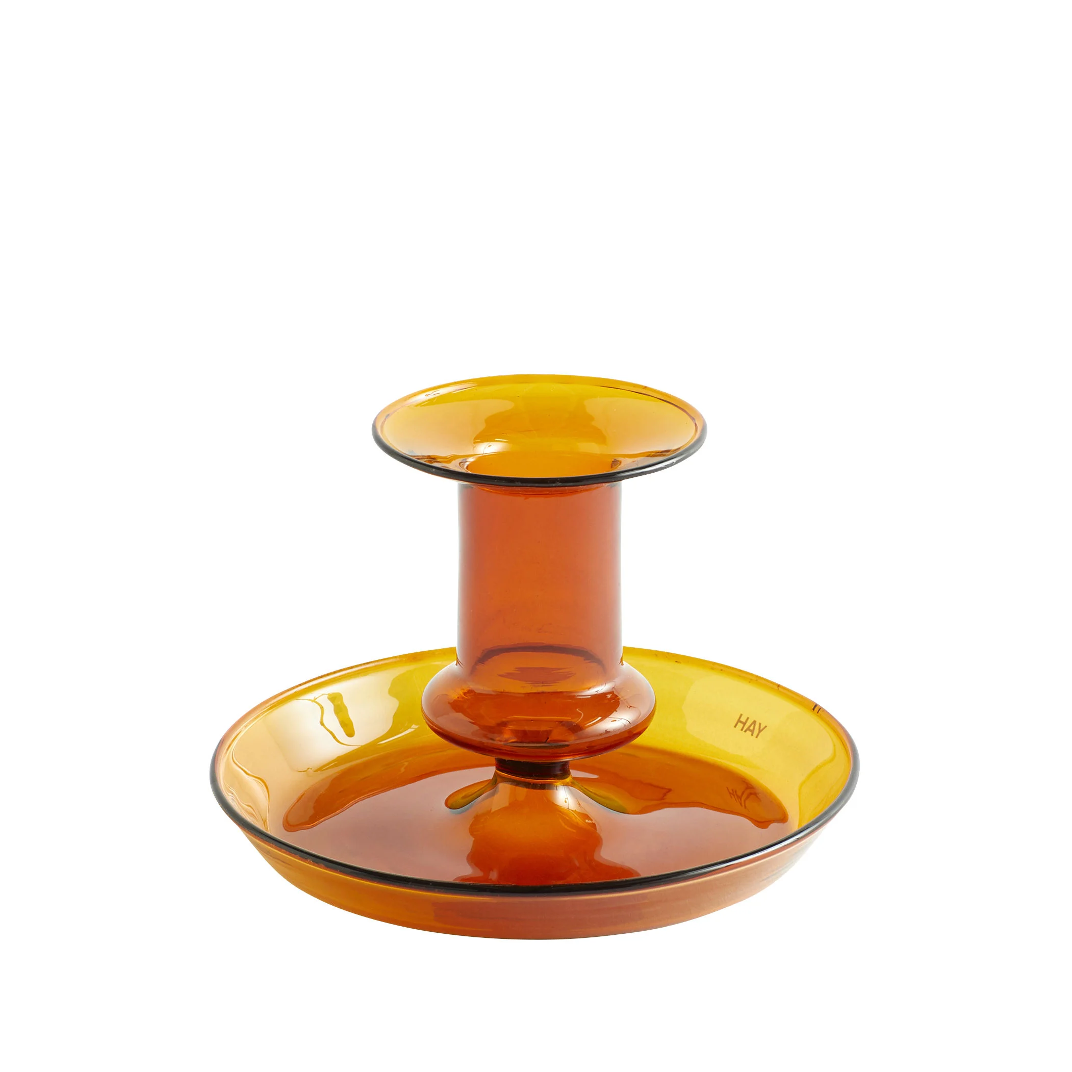 FLARE STRIPE MILK SMALL - Bougeoir verre | Orange