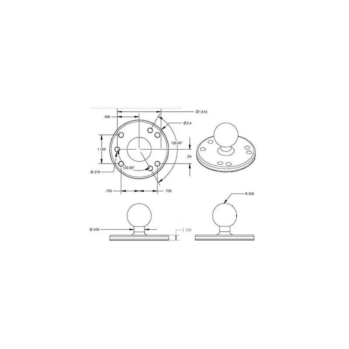RAM Mounts Round Plate with Ball B Size