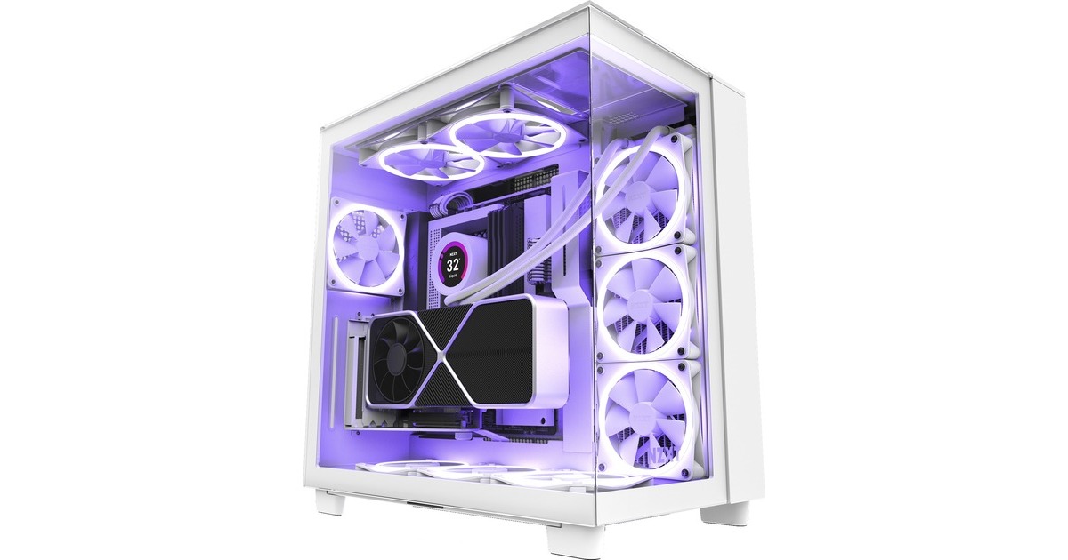NZXTH9 Elite midi tower behuizing  (Wit | 2x USB-A | 1x USB-C | RGB | Tempered Glass)