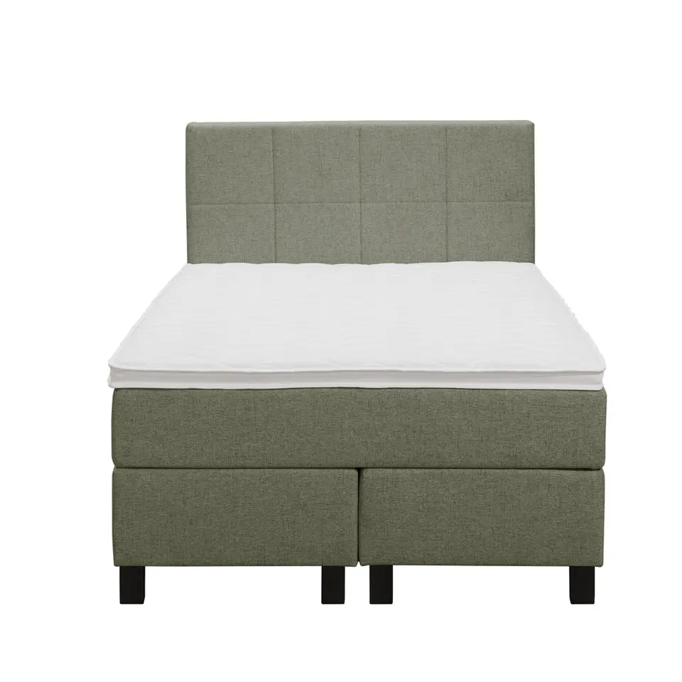 Boxspring Liv geblokt - groen - 120x200 cm - vierkante poot