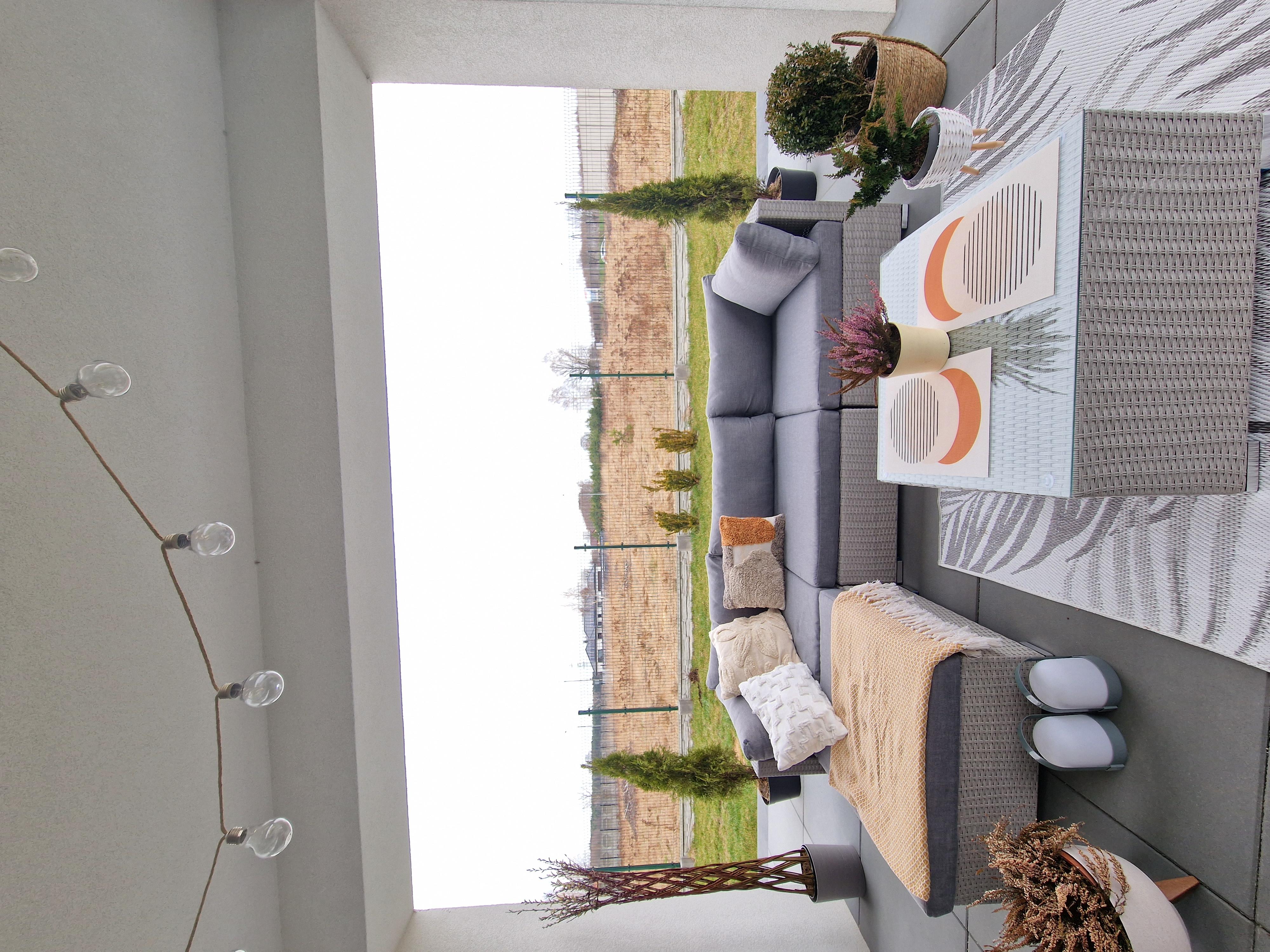 Tuin hoekloungeset met tafel 4-zits SANO II linkszijdig modulair PE rotan Lichtgrijs