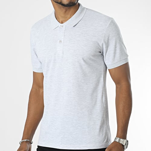 Polo Manches Courtes Gris Chiné