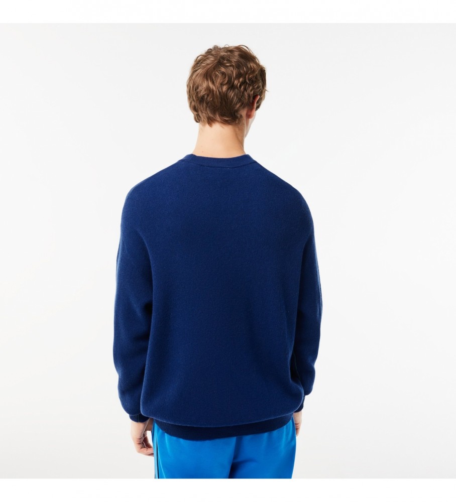 Camisa Lacoste de corte relaxado em lã azul marinho.