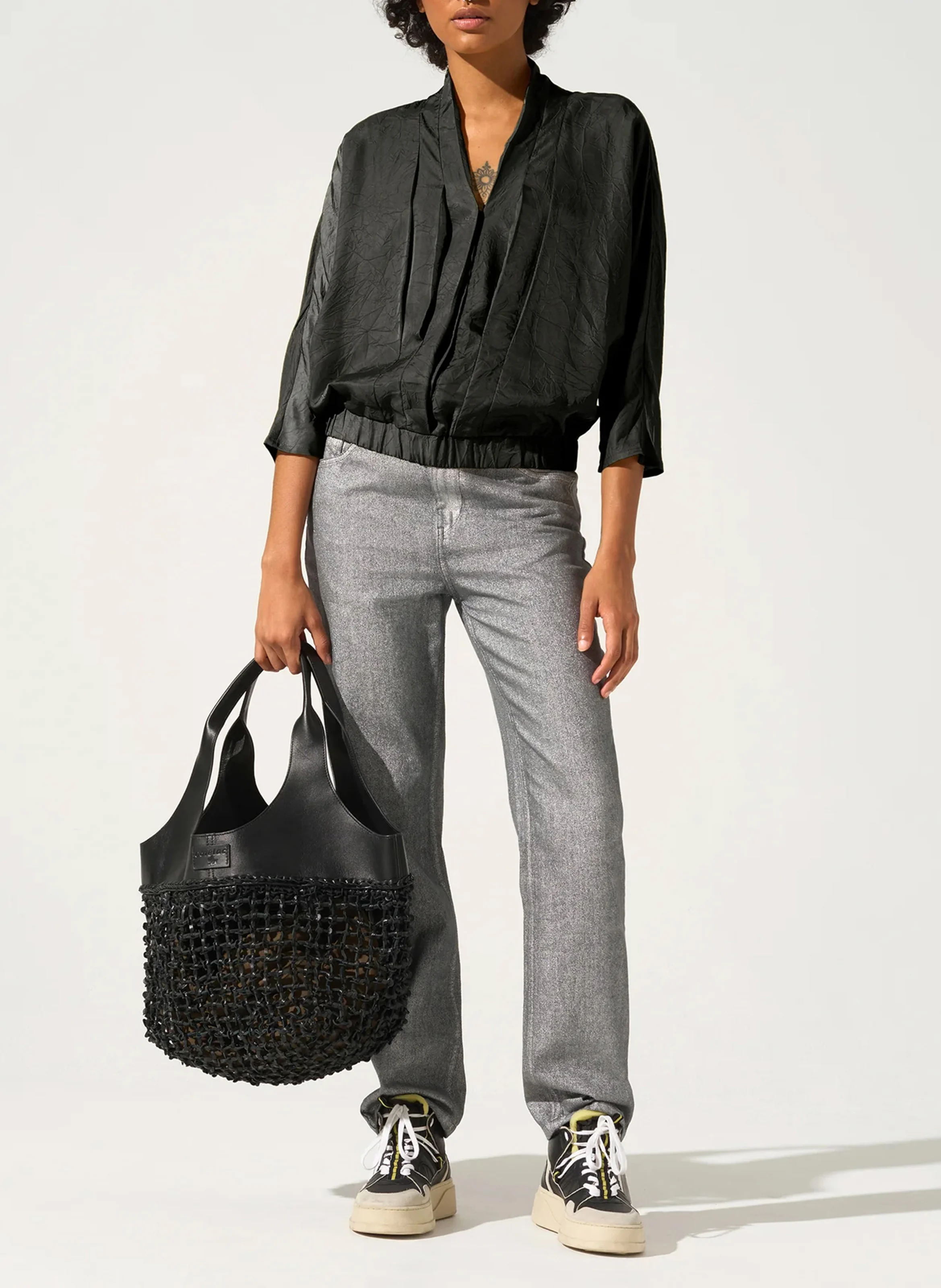 Blouse col V | Noir
