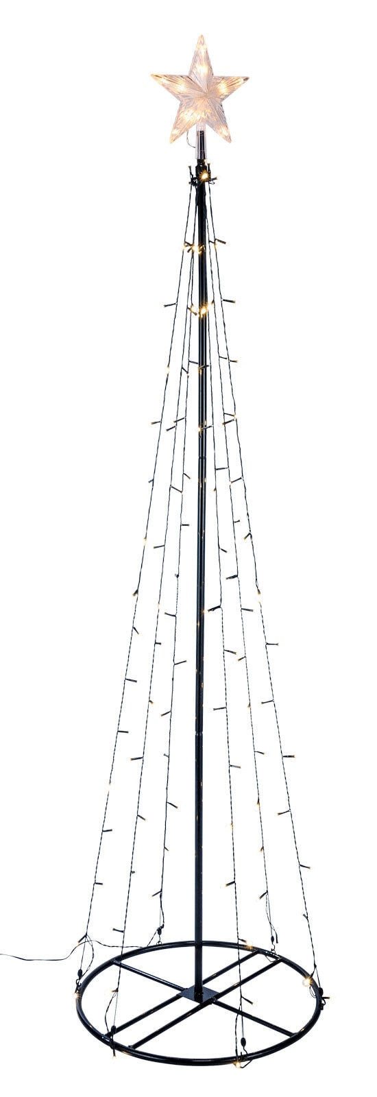 Außen LED Lichtobjekt Tannenbaum schwarz 180cm 106LEDs warmweiß Metall Weihnachten
