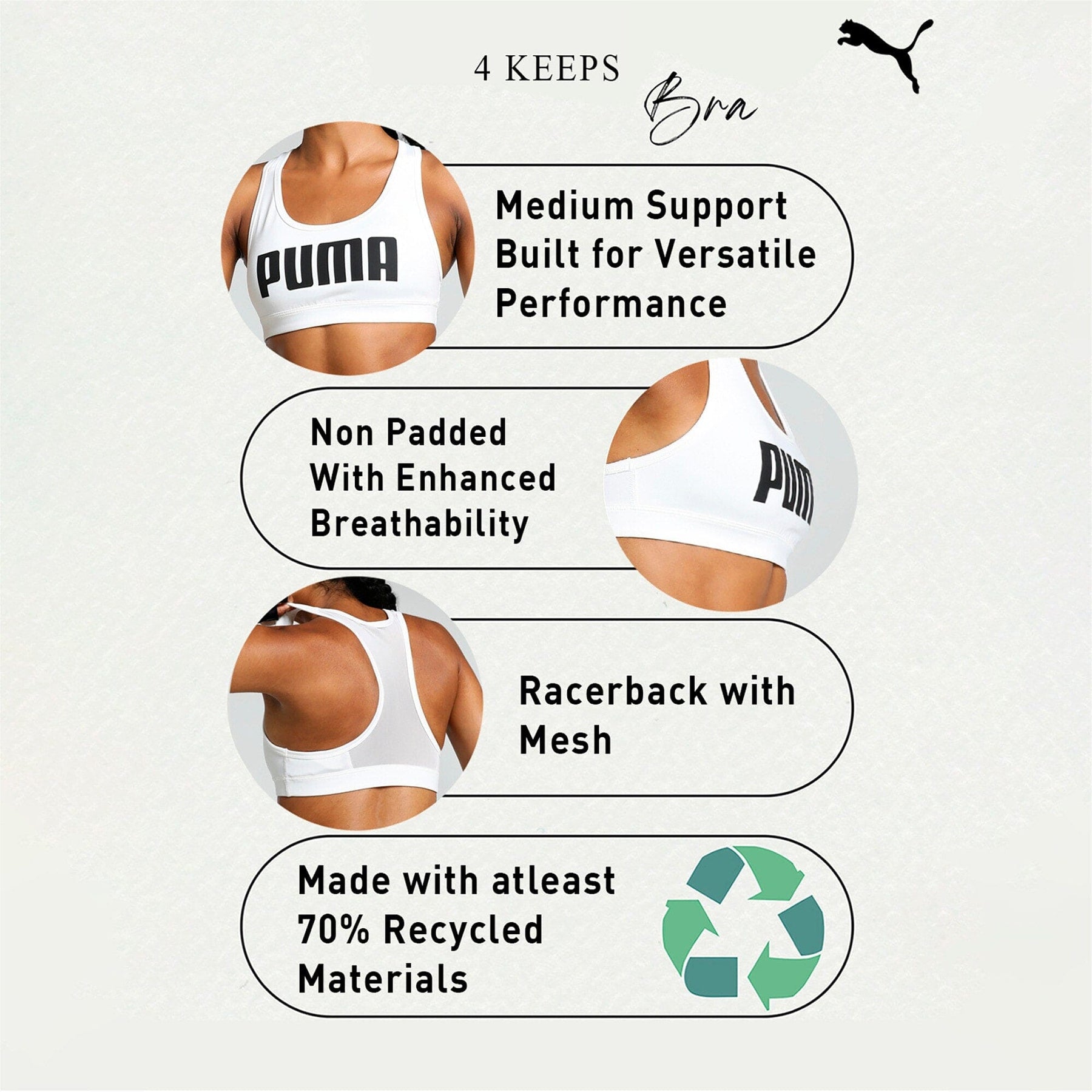 Puma 4 KEEPS Bra white 2