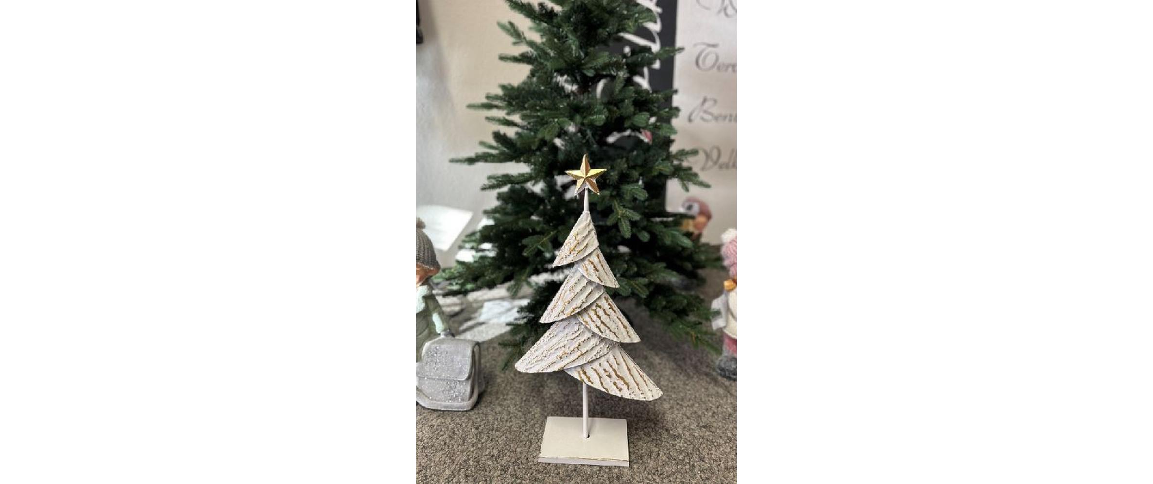 Weihnachtsfigur Christbaum 12 x 30 x 59 cm, Gold/WeissWeihnachtsbaum
