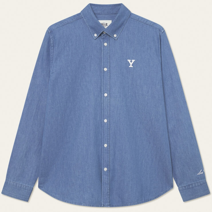 Les Deux x Yale Yale Y Denim Shirt Lyseblå
