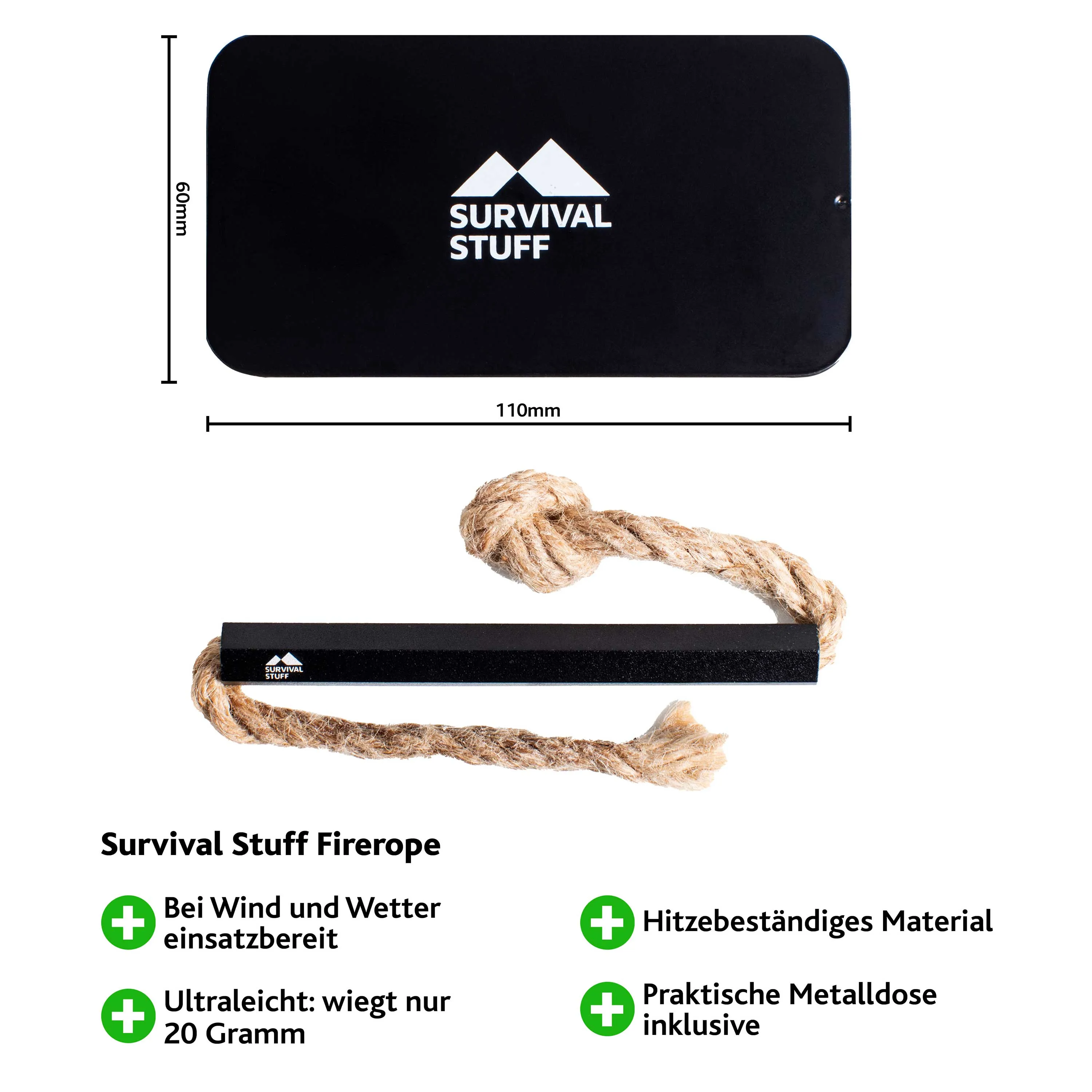 Survival Stuff -  Survival Stuff Feuerstahl Firerope schwarz