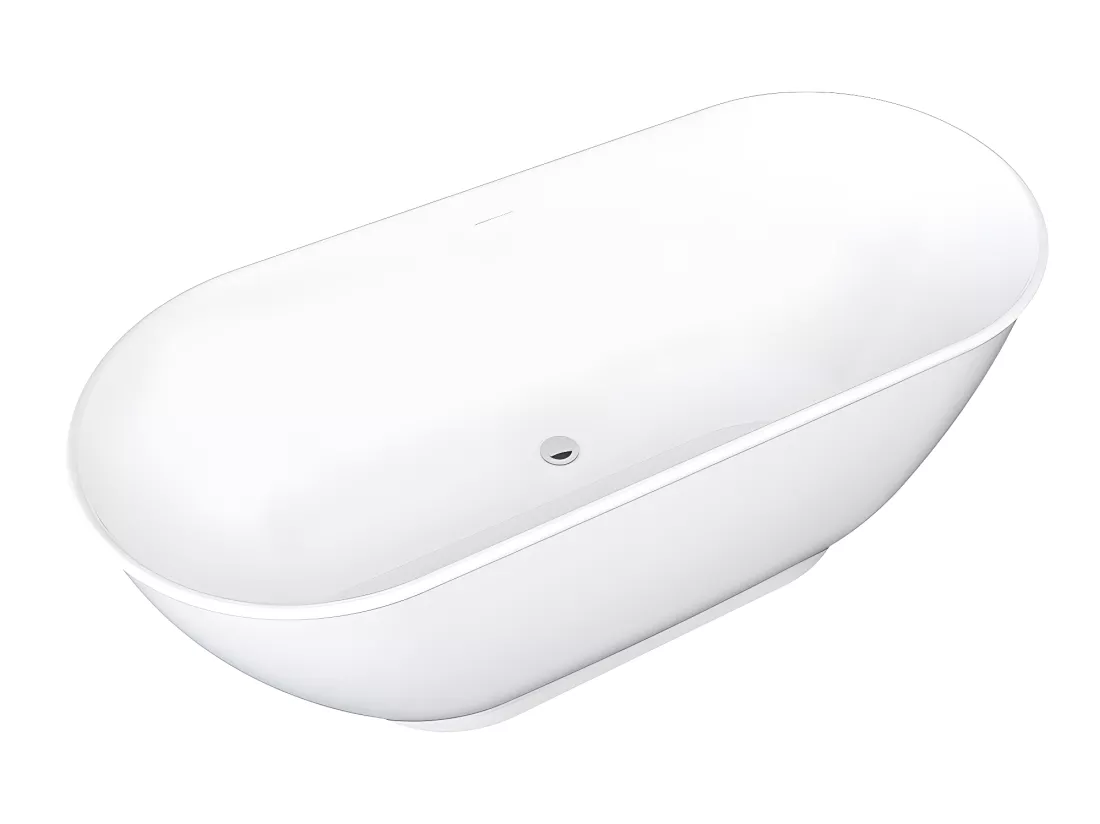 Baignoire îlot ovale - 210L - 150 x 74 x 57 cm - Blanc brillant - Acrylique - MOBULA