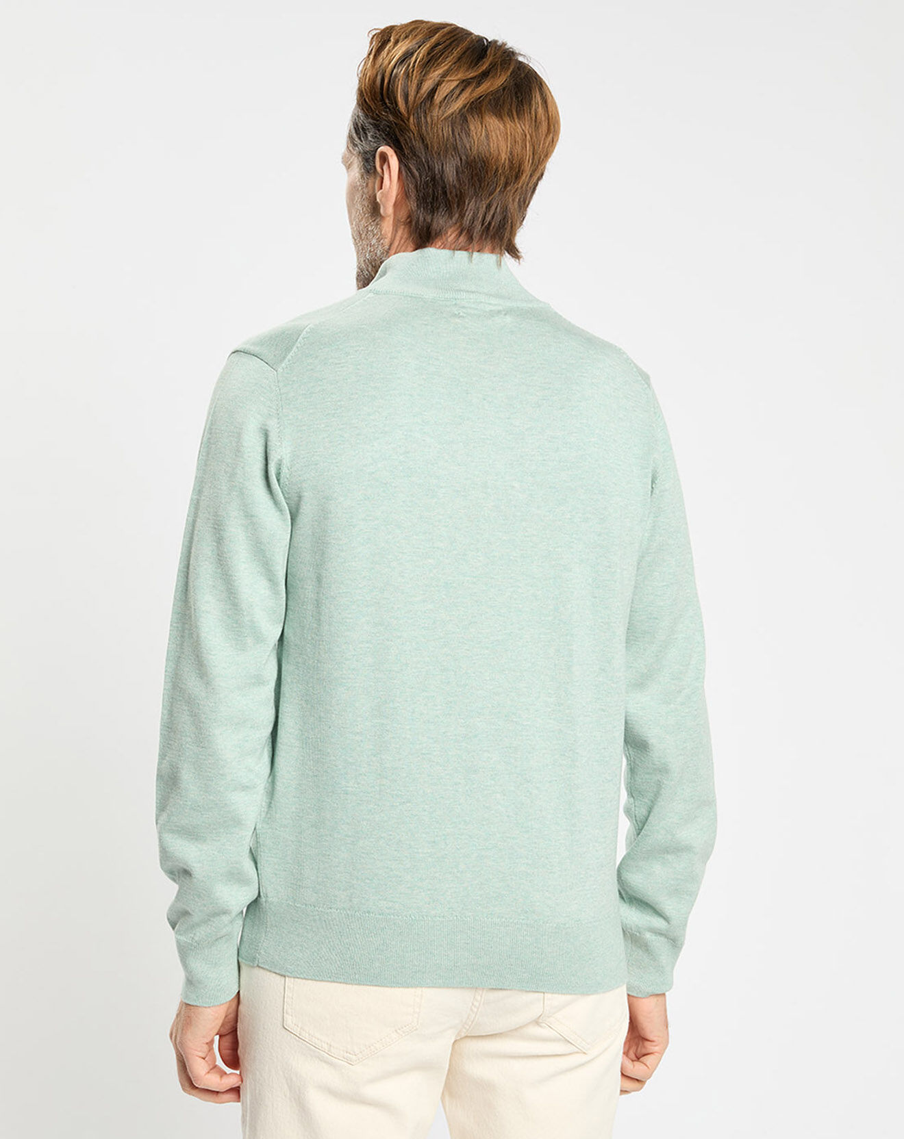 Hackett London Pull en Coton & Soie col camionneur vert moyen